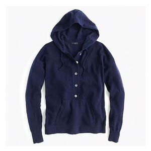 Jcrew Italian Cashmere Navy button up hoodie